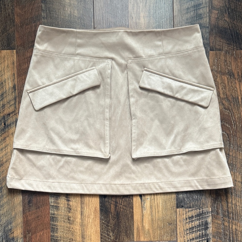 Cardona Faux-Suede Oversized-Pocket Skirt